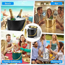 Ice Bucket, Ice Bucket with Silicone Sealing Ring Double-Wall Vacuum Insulation Champagne Buckets with Filter Layer Ice Tongs Ice Scoop (Black, 4 L) by CozyNest Decor