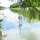 FONMY Evil Eye Gazing Ball Spiral Tail Wind Spinner Sun Catcher Rainbow Maker Silver Spiral W/Purple K9 Crystal Ball Christmas GifTree Hanging Ornament Indoor Outdoor Garden Decor. 19.5inch H by GreenHaven Gardens