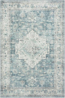 LIVEBOX Washable Area Rug 6x9 Rugs for Living Room Dining Room Under Table, Non-Slip Boho Indoor Carpet for Bedroom, Low-Pile Farmhouse Soft Carpets for Nursery Room Playroom, Blue by TinyTreasures Baby Boutique