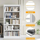 61" H Metal Bookshelf, 5 Tier Adjustable Bookshelf, White Small Bookcase, Bedroom Bookshelves and Bookcases, Modern Book Shelf for Living Room, Office, Easy Tool-Free Assembly by CozyNest Decor