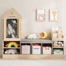 MU Kids Bookshelf with Reading Nook, Wooden Toy Storage Organizer with Chalkboard and Bench, Kids Reading Nook for Boys & Girls, Toddler Toy Shelf for Bedroom, Nursery, Playroom, Natural Oak by TinyTreasures Baby Boutique