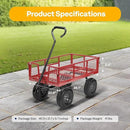 VIVOHOME Heavy Duty 880 Lbs Capacity Mesh Steel Garden Cart Folding Utility Wagon with Removable Sides and 4.10/3.50-4" Wheels 10 inch Tire(Red) by GreenHaven Gardens