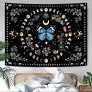Aipon Blue Butterfly Moon Flower Tapestry Botanical Boho Plant Floral Wall Hanging for Bedroom and Living Room (36.00'' 48.00'', Blue) by CozyNest Decor