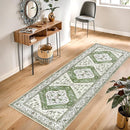 Lahome Boho Green Hallway Runner - 2x6 Washable Kitchen Runner Rug Non-Slip, Ultra-Thin Vintage Print Carpet Rug for Entryway Bedroom Laundry Room (Green, 2'x6') by TinyTreasures Baby Boutique