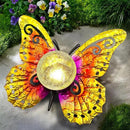 Solar Lights Outdoor Garden Butterfly Decor, Metal Butterfly Statue Decoration with LED Crackle Glass Globe, Solar Powered Lighted Garden Art Decor for Patio Lawn Yard Pathway Tabletop Ground by CozyNest Decor