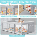 74" ×50" Large Baby Playpen, Baby Playard for Babies and Toddlers, Play Pens for Indoor & Outdoor, Sturdy Safety Play Yard with Soft Breathable Mesh, Anti-Fall, Grey (with MAT) by TinyTreasures Baby Boutique