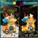 Garden Gnome Statues Figurine Lights - Solar Powered Lighting Outdoor Decorations, Gnome Build Mushroom House, Yard Art Lawn Ornaments for Porch Patio Balcony - Gnome Gifts for Women Mom by GreenHaven Gardens