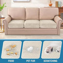 H.VERSAILTEX Velvet Stretch Couch Cushion Cover Plush Cushion Slipcover for Chair Loveseat Sofa Cushion Furniture Protector Seat Cushion Sofa Cover (3 Piece XL Sofa Cushion Covers, Ivory Striped) by CozyNest Decor
