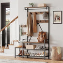 IDEALHOUSE Hall Tree with Bench and Shoe Storage Parent-Child Coat Rack Shoe Bench Industrial Coat Tree Entryway Large Organizer with Shoe Rack, Storage Cubbies, Hooks, and Top Shelf by CozyNest Decor