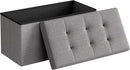 SONGMICS MAZIE Collection - 30 Inches Folding Storage Ottoman Bench, Ottoman Foot Rest, End of Bed Bench, Storage Chest, Load 660 lb, for Living Room, Bedroom, Entryway, Light Gray ULSF47G