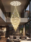 Flashing God D40''X H110'' Modern Foyer Chandeliers for High Ceiling Raindrop Flush Mount Light Fixture for Foyer Crystal Pendant Light Dimmable Lighting with Remote Straircase Fixture