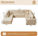 Cloud Sectional Couches for Living Room,U Shaped Modular Sofas No Assembly,135x100 Inches Plush Corduroy Oversized Floor Couch Set with Deep Seat Chaise,Beige by CozyNest Decor