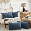Fancy Homi 2 Packs Dusty Blue Lumbar Decorative Throw Pillow Covers 16x32 Inch for Couch Bed Sofa, Rustic Farmhouse Boho Home Decor, Soft Striped Corduroy Rectangle Accent Cushion Case 40x80 cm by CozyNest Decor
