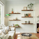 Large Floating Shelves for Wall Set of 1 Wooden Wall Shelves V Room Decor Long Shelf with Invisible Wall Mount Bracket for Bedroom Kitchen Living Room Rustic Brown by CozyNest Decor