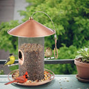 Bird Feeder for Outdoor, Metal Wild Bird Feeder Hanging Outside, 7.5" Copper Roof and 360 Degree Feeding Tray with 2 Extra Feeding Ports, 3 Lbs Bird Seeds Capacity by CozyNest Decor