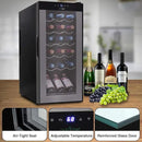 Nutrichef 18 Bottle Slim Wine Fridge | Red & White Wine Chiller | Adjustable Temperature Control 41°F to 64°F | Ultra Quiet Operation | Mini Wine Cooler for Home & Office, 30x13x17 IN by CozyNest Decor