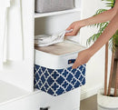 DECOMOMO Blue Storage Bins Fabric Storage Baskets for Shelves, Linen Closet Organization Toys Nursery (Blue Patterns, Large - 3 Pack) by CozyNest Decor