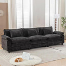 URRED Modular Sectional Sofa Comfy Cloud Couch, Modern Chenille Sofa Sleeper Deep Seat Couches with Ottoman/Pillows for Living Room (Black, 117'') by CozyNest Decor