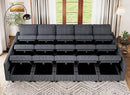 Belffin Large 15 Seat Modular Sectional Sofa with Storage Seat Corduroy Sleeper Sectional Sofa Bed Oversized Convertible Modular Couch for Living Room Dark Grey by CozyNest Decor