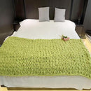 Chunky Knit Blanket Throw 40"×40", Chenille Throw Blankets, Handmade Warm & Cozy Blanket Couch Bed Home Decor, Soft Breathable Fleece Banket, Christmas for Couch Bed Sofa Best Gift (Green) by CozyNest Decor