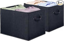 SIMPLE HOUSEWARE 15 x 13 Inch Collapsible Fabric Storage Bin with Handles, 2 Pack, Black by CozyNest Decor