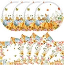 40Pcs Fall Paper Plates and Napkins Party Supplies, Disposable Thanksgiving Pumpkin Flower Wreath Plates Napkins Dinnerware Set for Autumn Theme Party Decorations (Fall) by CozyNest Decor