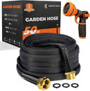 Giraffe Tools Garden Hose 50FT Lightweight Lay Flat Water Hose Kink Free Flexible Hose with 9 Spray Function Nozzle（Black） by GreenHaven Gardens
