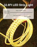 32.8FT 600LED Solar LED Strip Lights Outdoor, Solar Outdoor String Lights, Upgarde Solar Rope Lights with Timer Remote Auto ON/Off for Step, Stair, Deck, Fence, Patio,Yard Decor(Warm White, 32.8 FT) by GreenHaven Gardens