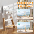 Ezebaby Folding Wooden High Chairs, 3-in-1 Convertible Baby High Chair, Dining Booster Seat, Toddler Chair, Easy Clean High Chairs for Babies and Toddlers with Large Adjustable Tray- Solid White by TinyTreasures Baby Boutique