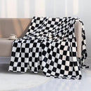 LOMAO Throw Blankets Flannel Blanket with Checkerboard Grid Pattern Soft Throw Blanket for Couch, Bed, Sofa Luxurious Warm and Cozy for All Seasons (Black, 90"x110") by CozyNest Decor