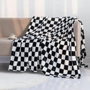 LOMAO Throw Blankets Flannel Blanket with Checkerboard Grid Pattern Soft Throw Blanket for Couch, Bed, Sofa Luxurious Warm and Cozy for All Seasons (Black, 60"x80") by CozyNest Decor