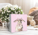 SRADMO Pink Coquette Bow Hello Bunny Wood Box Sign Desk Decor, Bunny Decorations, Easter Theme Wooden Block Box Sign Decoration for Home Office Shelf Table Decor by CozyNest Decor