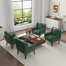UIXE Faux Leather Accent Chairs Set of 4, Modern Arm Club Chair Upholstered Armchair for Living Room, Comfy Single Sofa Seats Button Tufted Reading Seating, Green by CozyNest Decor