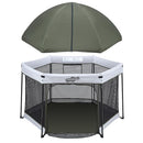 Pamo Babe Baby Playpen with Sun Protection Canopy - Indoor & Outdoor Play Yard for Babies and Toddlers - Baby Tent with Zipper Door by TinyTreasures Baby Boutique