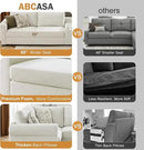 L Shaped Sectional Sofa with Detachable Sofa Cover,Rolled Armrest,Sectional Modular Couch for Living Room,Breathable Linen Fabric Corner Couch with 7 Seats for Apartment,Removable Cushion,Ivory by CozyNest Decor