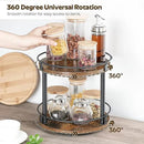 Lazy Susan Organizer, Rotating Spice Rack, 2 Tier Spice Turntable Organizer, Industrial Turntable Spice Holder, for Kitchen Countertop and Cabinet, Compact and Versatile, Rustic Brown SR22BR by CozyNest Decor