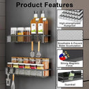 Magnetic Spice Rack for Refrigerator, 6 Pack Magnetic Shelf, Fridge Magnet Organizer with Moveable 12 Hooks, Magnetic Fridge Shelf for Kitchen Organization and Storage (6 Pack) by CozyNest Decor