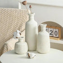 Ceramic Vase Set of 3, Neutral Rustic Vases Home Decor Farmhouse Decorative Vase Whitewashed Pottery Decor Boho Modern for Table Mantel Entryway Bookshelf Living Room Kitchen Bathroom Bedroom - White by CozyNest Decor