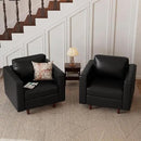 Faux Leather Oversized Accent Chair with Storage Deep Seat Single Sofa Large Reading Armchair for Living Room Bedroom Office Black Set of 2 by CozyNest Decor