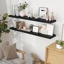 55 Inch Floating Shelves Black, Rustic Wood Floating Shelf Wall Mounted, 9 Inch Deep Floating Shelf for Kitchen, Bedroom, 55 x 9 Wall Shelves for Home Storage, Set of 1 by CozyNest Decor