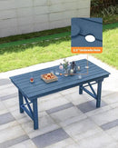 HDPE Outdoor Dining Table, 66.9” Rectangle Patio Dining Table for 6, All-Weather HDPE Outdoor Table with 2.2” Umbrella Hole, HDPE Patio Furniture for Deck, Backyard, Garden, Pool, Navy by CozyNest Decor