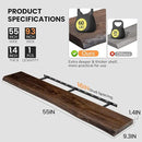 Floating Shelves for Wall, 55"x9.3" Rustic Solid Live-Edge Elm Wood Wall Shelves, Heavy-Duty Floating Shelves with Invisible Brackets, Set of 2 for Living Room, Bedroom, and Kitchen, Walnut Finish by CozyNest Decor