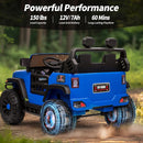 2 Seater Ride on Car Truck, 12V Kids Electric Ride on Toy for Big Kids Age 3-8 w/Remote Control- Blue by TinyTreasures Baby Boutique