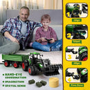 Remote Control Tractor Toy, Kids RC Tractor Set & Truck and Trailer Front Loader - Metal Car Head/8 Wheel/Light, Toddlers Farm Vehicle Toys for 3 4 5 6 7 8 9 Year Old Boys Girls Birthday Gift by GreenHaven Gardens
