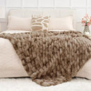 Ultra Soft Luxury Faux Fur Twin Blanket for Counch,Fuzzy Fluffy Plush Warm Cozy Elegant Wrinkled Blanket for Sofa Bedroom Living Room,（60"x80",Tie-dye Coffee） by CozyNest Decor