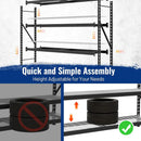 WORKPRO 8000LBS Storage Shelves, 77" Extra-Wide Garage Shelving, Heavy-Duty Metal Shelving Unit, Adjustable 4-Tier Garage Storage Rack for Warehouse, Basement,77" W X 24" D X 72" H, Black by GreenHaven Gardens