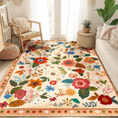 Floral 6x9 Area Rug Machine Washable Soft Print Boho Carpet Non Slip Doormat Low Pile Flower Area Rugs for Living Room Bedroom Nursery Kitchen Dining Room Indoor-Light Orange by TinyTreasures Baby Boutique