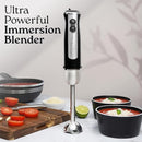 Zulay Immersion Stick Mixer Hand Blender - 800 Watts, Turbo Mode, 5-ft Power Electric Cord, Handheld Portable, Stainless Steel Blades - For Effortless Blending Smoothie, Soup, Baby Food, Puree - Black by TinyTreasures Baby Boutique