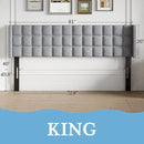 VECELO Headboard King Size, Linen Upholstered Headboards Only with Nailhead Trim Wingback, Square Stitched Design, Adjustable Height from 40" to 49.8", Light Grey by CozyNest Decor