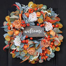 Fall Wreath for Front Door, 24 Inch Autumn Wreath with lamb's Ear Leaves, Roses, Berries & Wooden Sign,Fall Decorations for Home, Artificial Flowers Harvest and Thanksgiving Indoor & Outdoor by CozyNest Decor